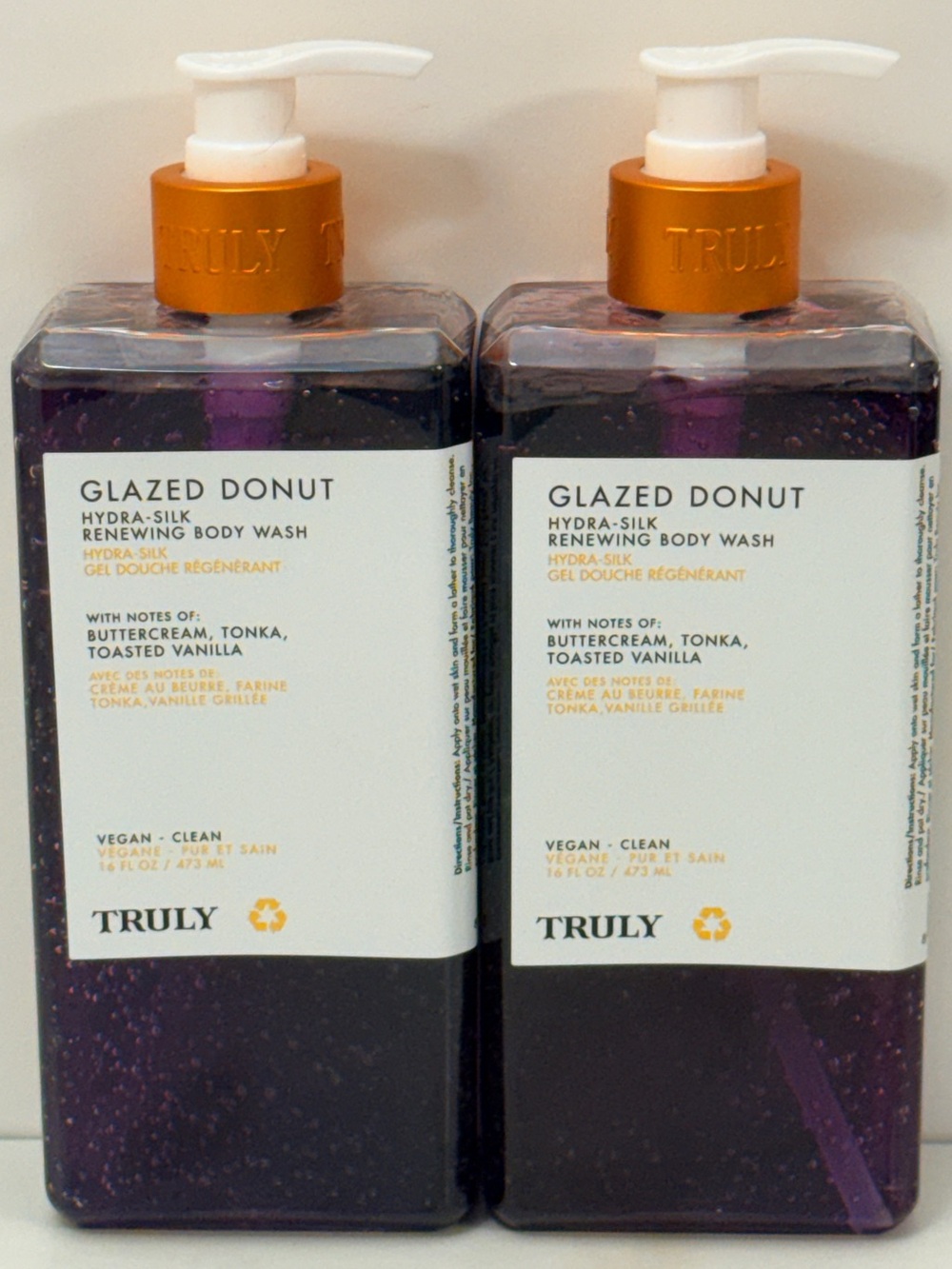 TRULY Glazed Donut Hydra-Silk Renewing Body Wash - JUMBO 16 oz x2